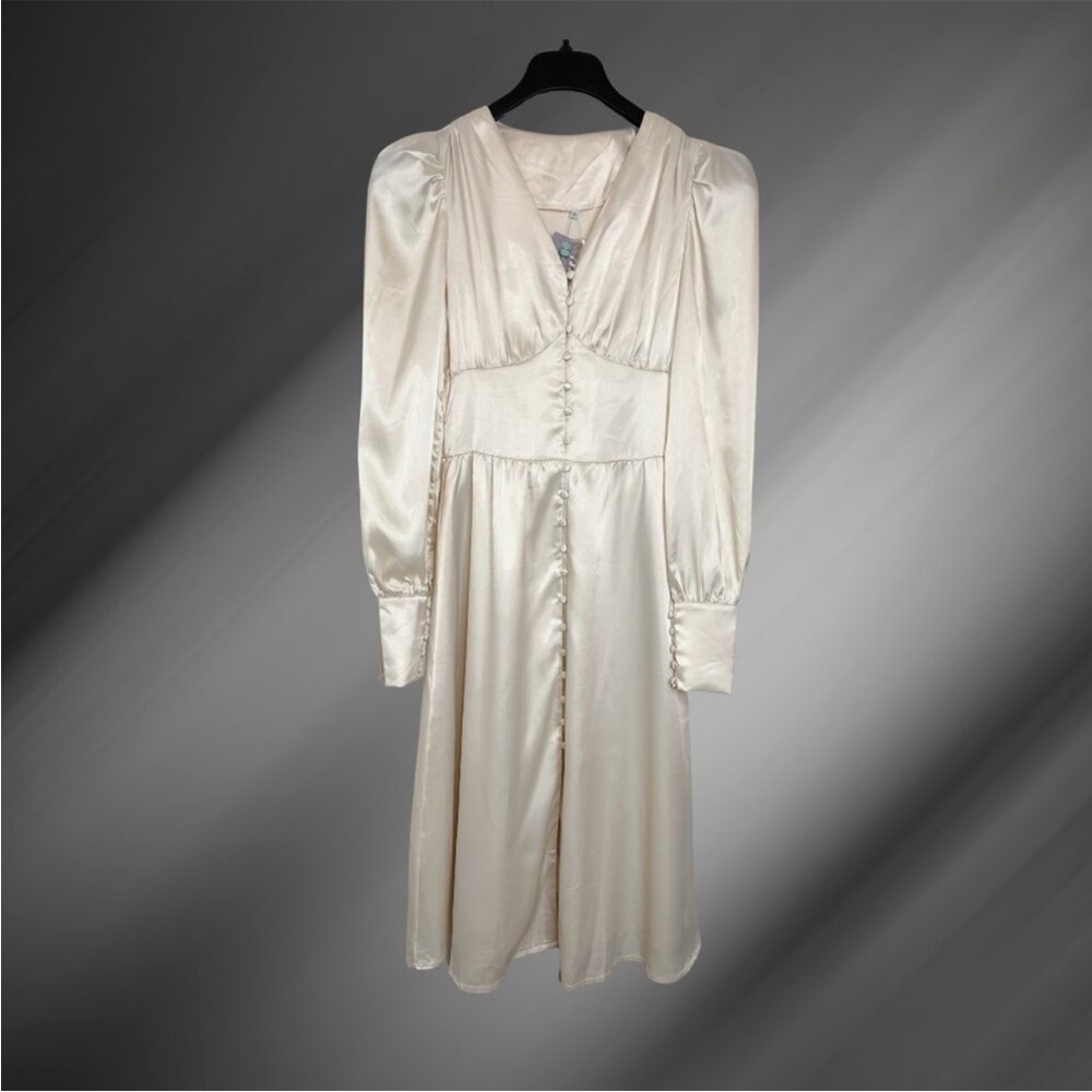 Elegant Cream Midi Dress sz S NWT